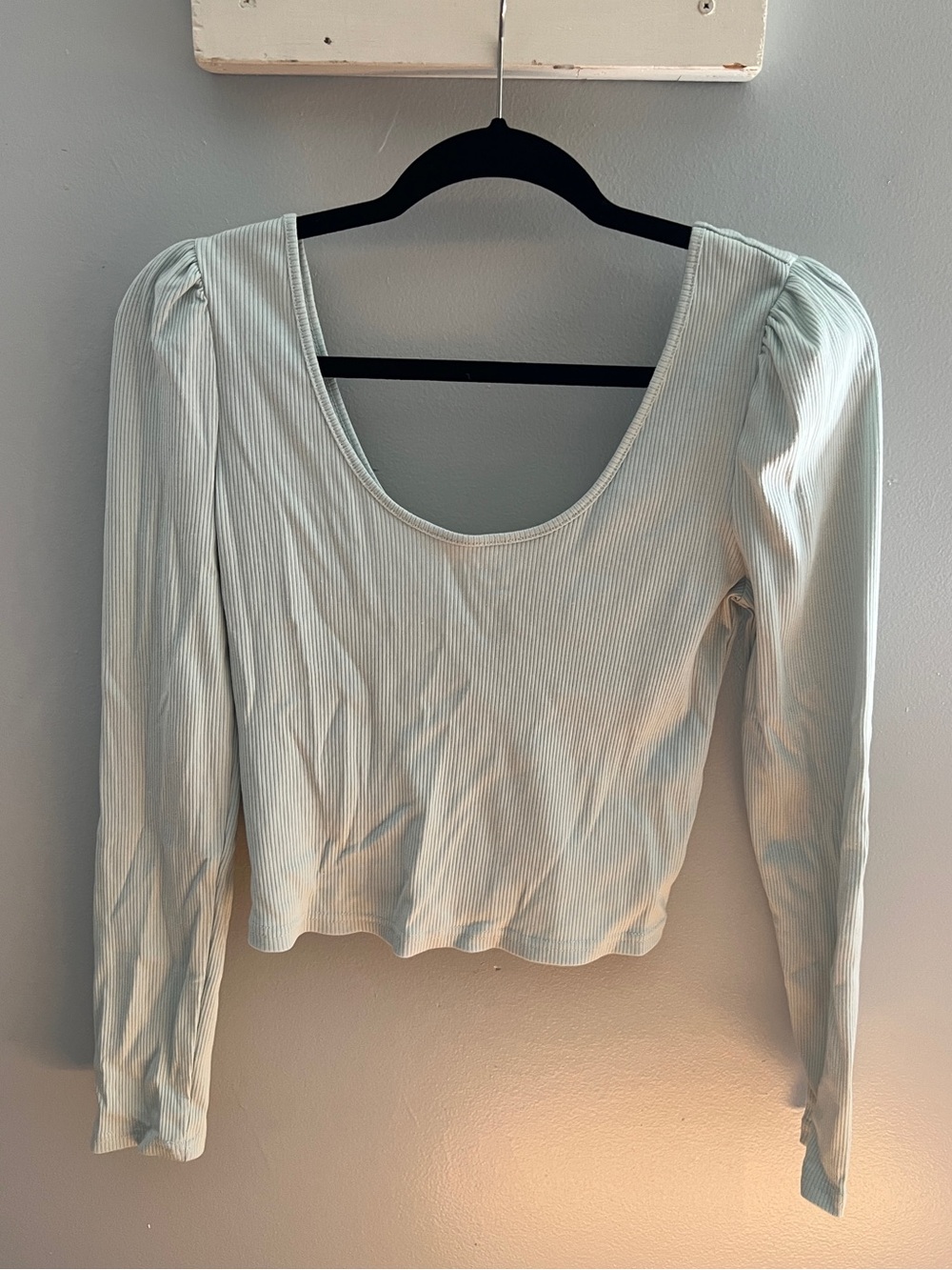 Women's Scoop Neck Ribbed Long-Sleeve Top
